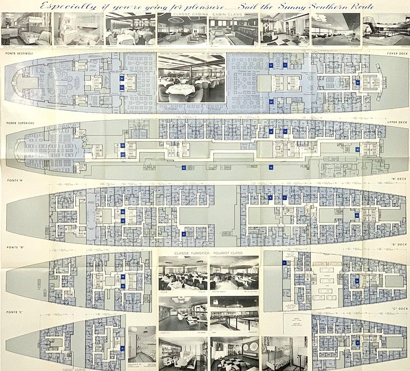 LEONARDO DA VINCI: 1960 - Full ship deck plan w/ many photos from 1961