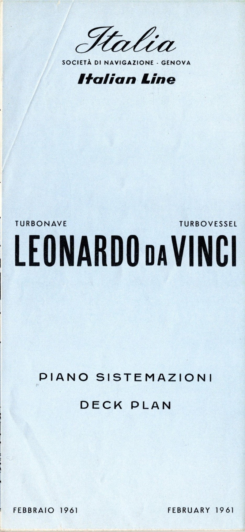 LEONARDO DA VINCI: 1960 - Full ship deck plan w/ many photos from 1961