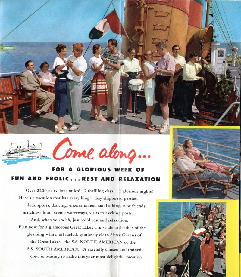 NORTH AMERICAN & SOUTH AMERICAN - Late '50s brochure w/ interiors, route maps