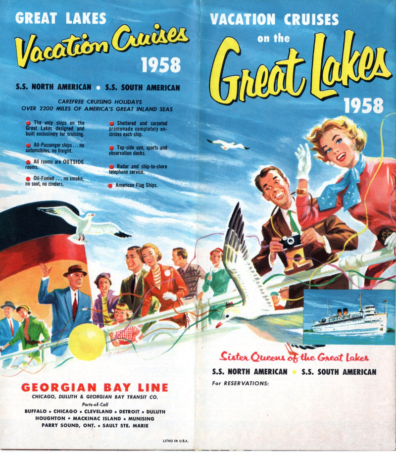 NORTH AMERICAN & SOUTH AMERICAN - Late '50s brochure w/ interiors, route maps