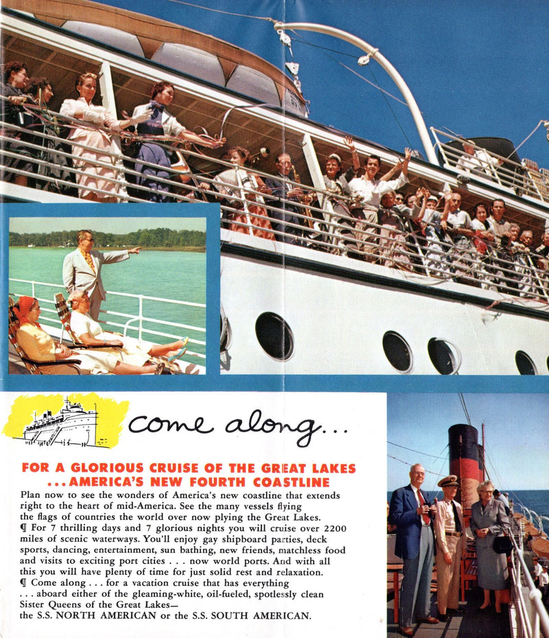 NORTH AMERICAN & SOUTH AMERICAN: 1913 -Colorful 1961 Great Lakes brochure