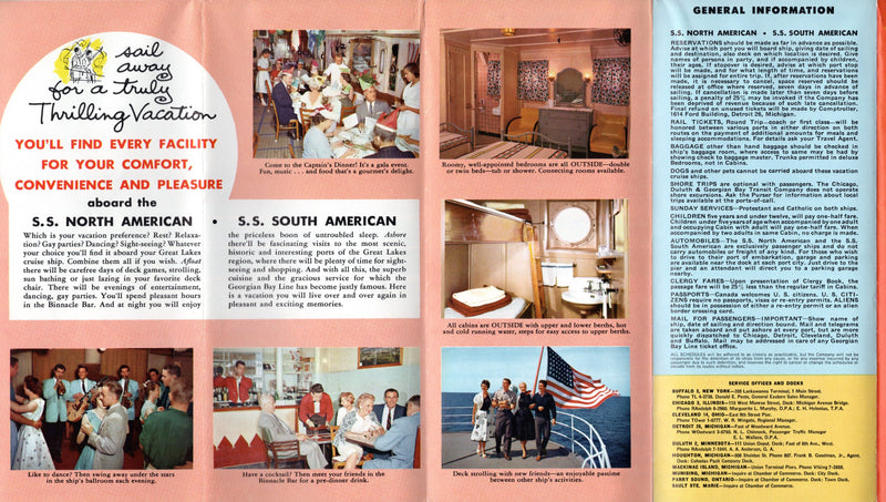 NORTH AMERICAN & SOUTH AMERICAN: 1913 -Colorful 1961 Great Lakes brochure