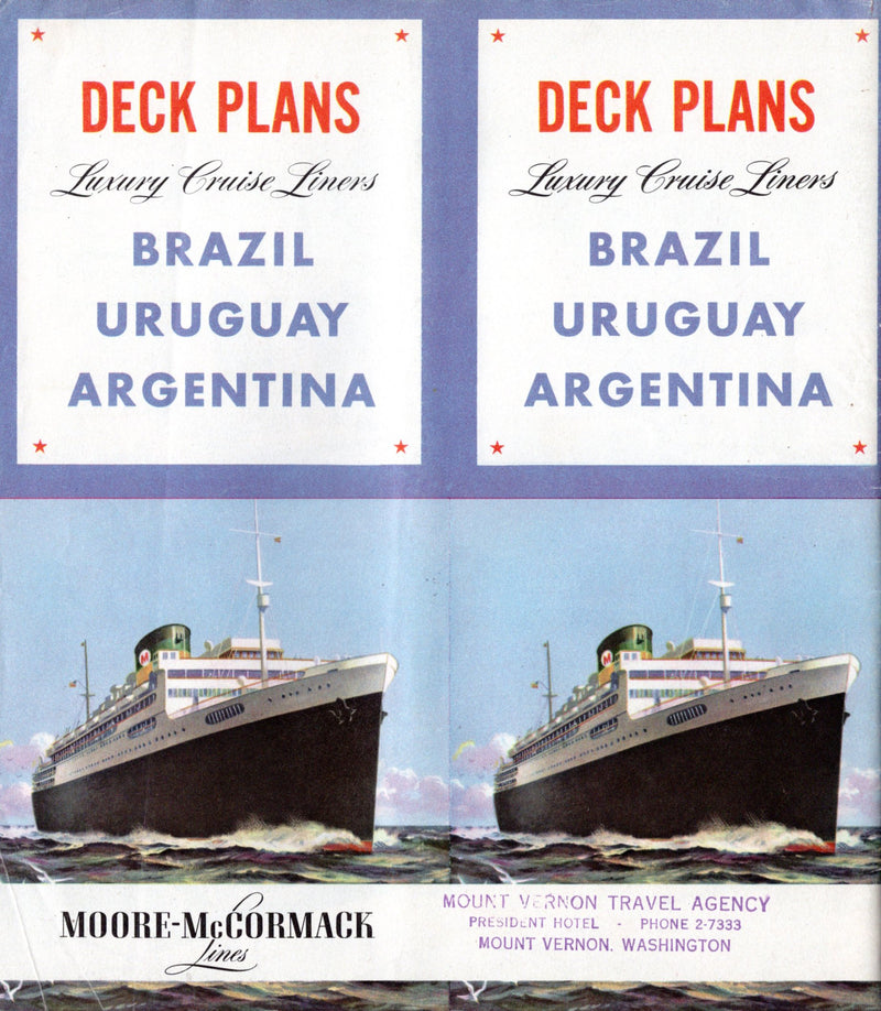 BRAZIL, ARGENTINA & URUGUAY - 1948 deck plan brochure