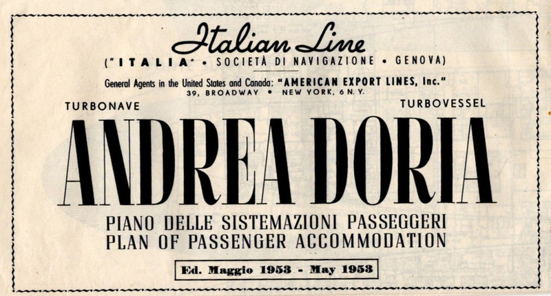 ANDREA DORIA: 1953 - Full ship deck plan from May '53