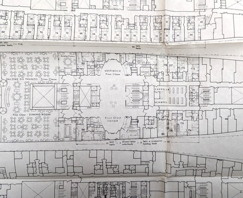 ANDREA DORIA: 1953 - Full ship deck plan from 1954