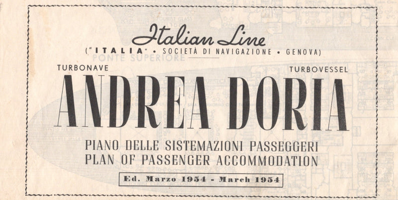 ANDREA DORIA: 1953 - Full ship deck plan from 1954