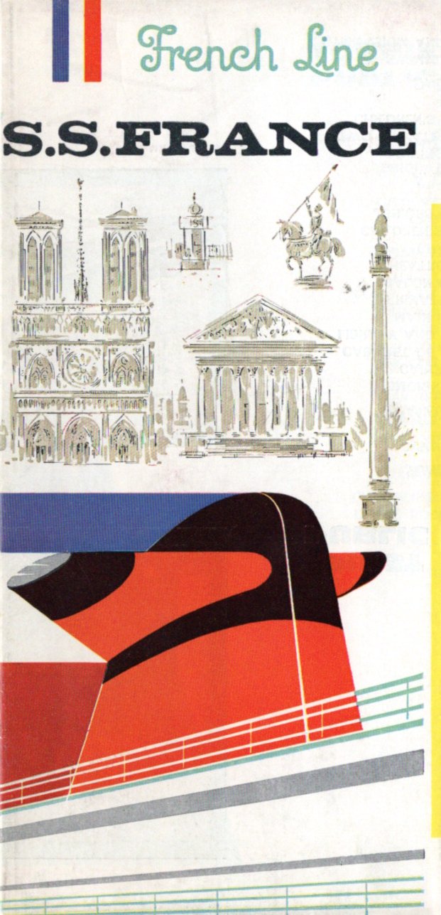 FRANCE: 1962 - Pre-maiden voyage brochure w/ Maurice Paulin artwork