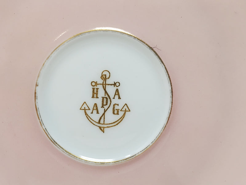 Various: pre-war - Hamburg American Line fine china demi cup & saucer in pink