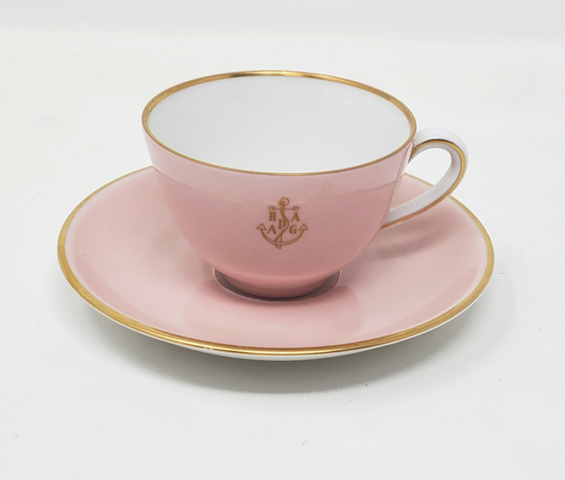 Various: pre-war - Hamburg American Line fine china demi cup & saucer in pink