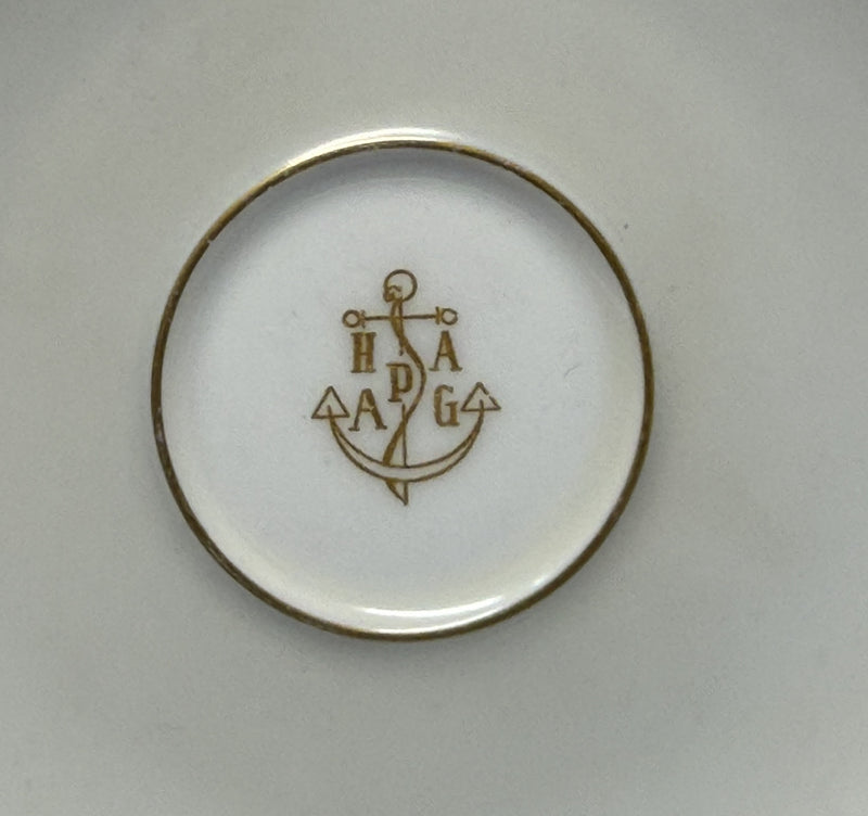 Various: pre-war - Hamburg American Line fine china demi & saucer in off-white/gray