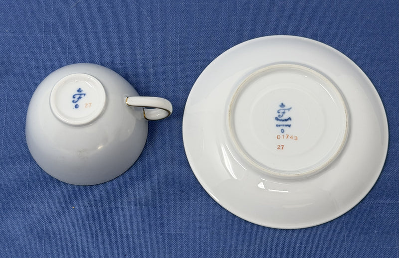 Various: pre-war - Hamburg American Line fine china demi & saucer in off-white/gray