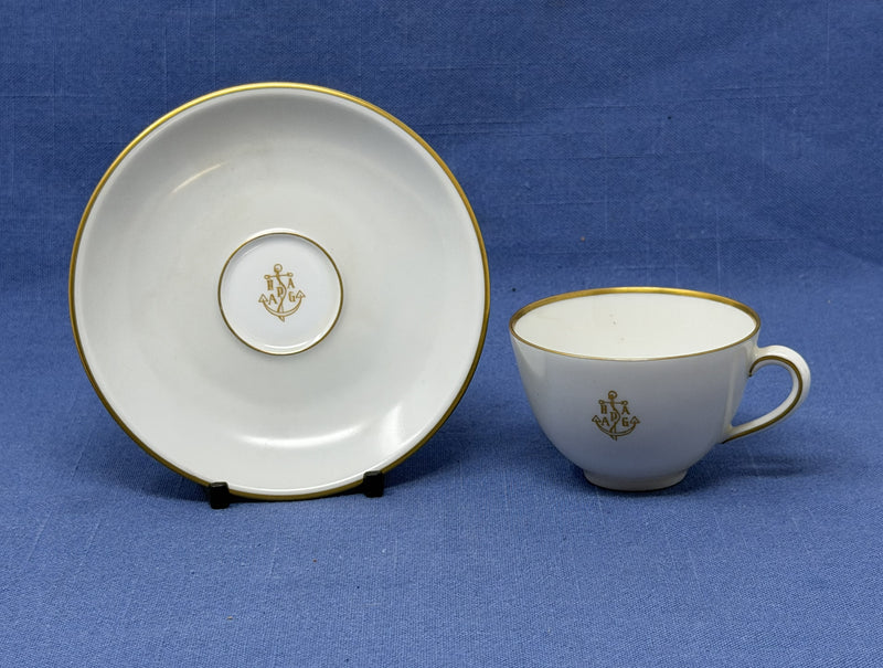 Various: pre-war - Hamburg American Line fine china demi & saucer in off-white/gray