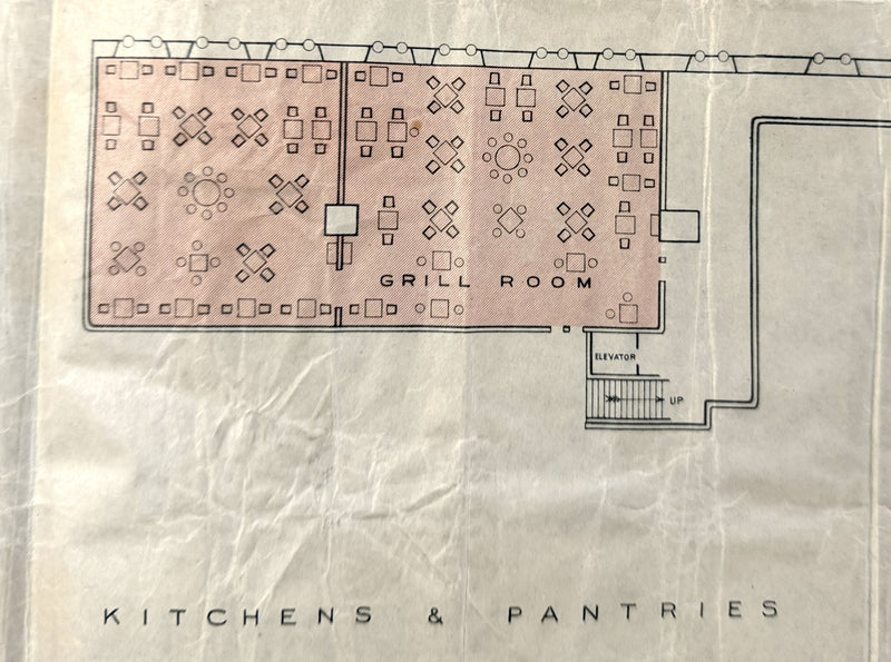 AQUITANIA: 1914 - Large, color-coded First Class deck plan w/ photos from 1926