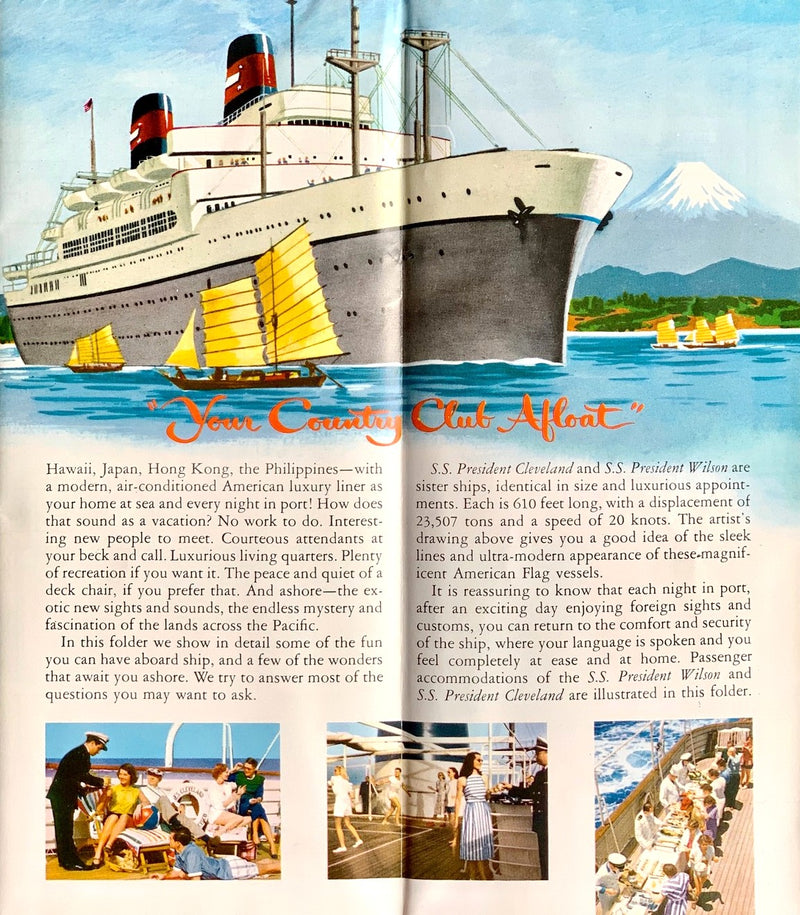 PRESIDENT WILSON & PRESIDENT CLEVELAND - Large 1950s interiors & deck plans brochure