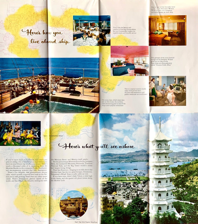 PRESIDENT WILSON & PRESIDENT CLEVELAND - Large 1950s interiors & deck plans brochure