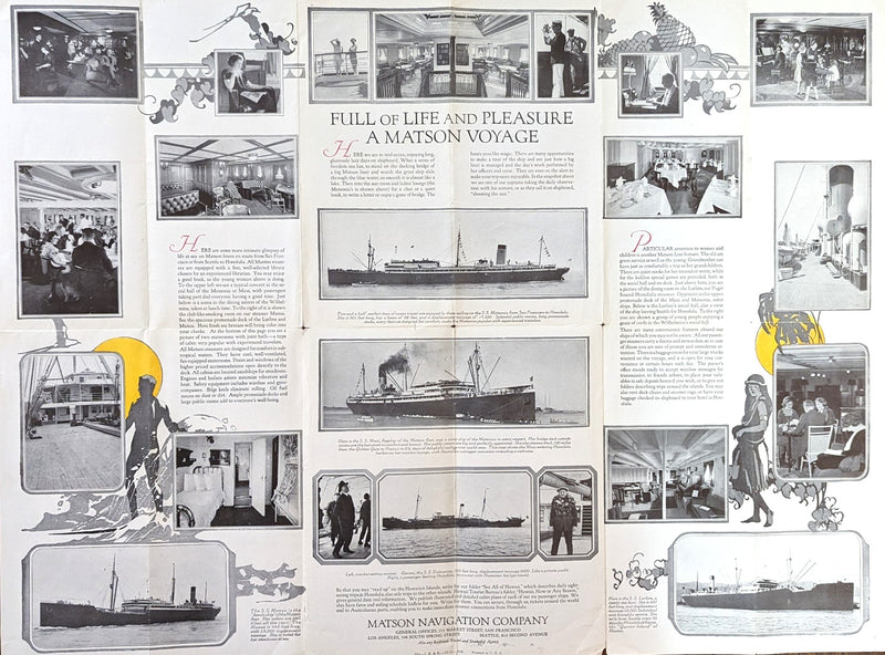 Various: pre-war - 1924 Matson Line brochure w/ quaint ships & interiors
