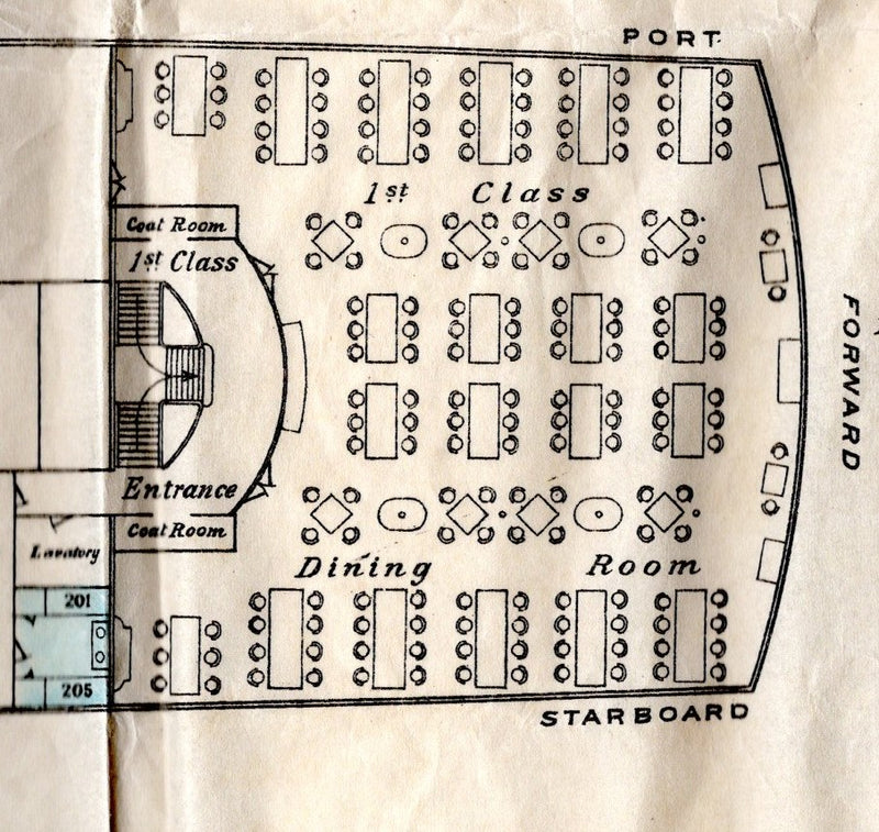 LAFAYETTE: 1915 - Rare First & Second deck plan from 1915