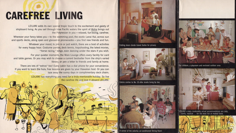 LEILANI: 1944 - Circa 1956 color interiors brochure & separate deck plan