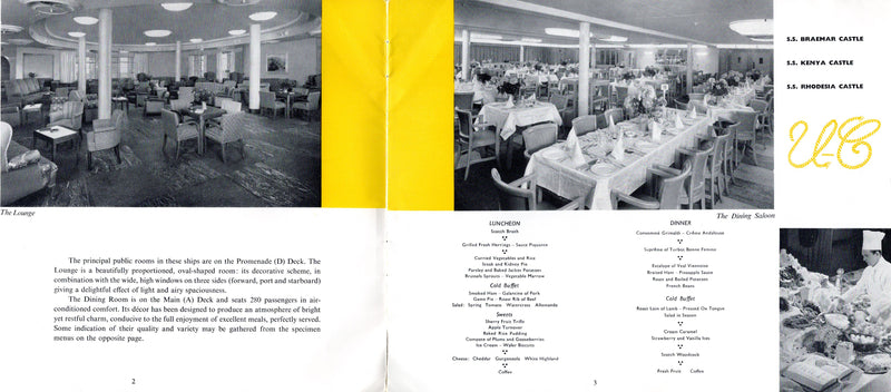 Various Ships - 1958 Union-Castle Cabin Class ships interiors