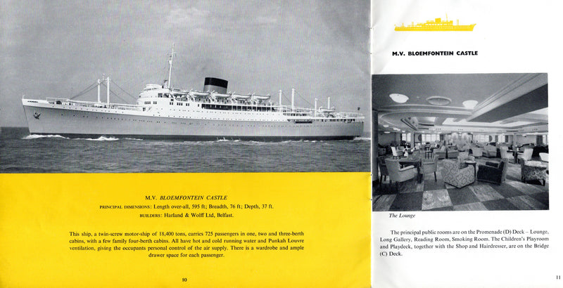 Various Ships - 1958 Union-Castle Cabin Class ships interiors