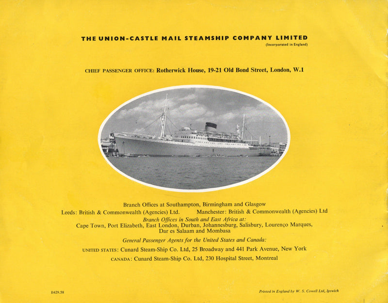 Various Ships - 1958 Union-Castle Cabin Class ships interiors
