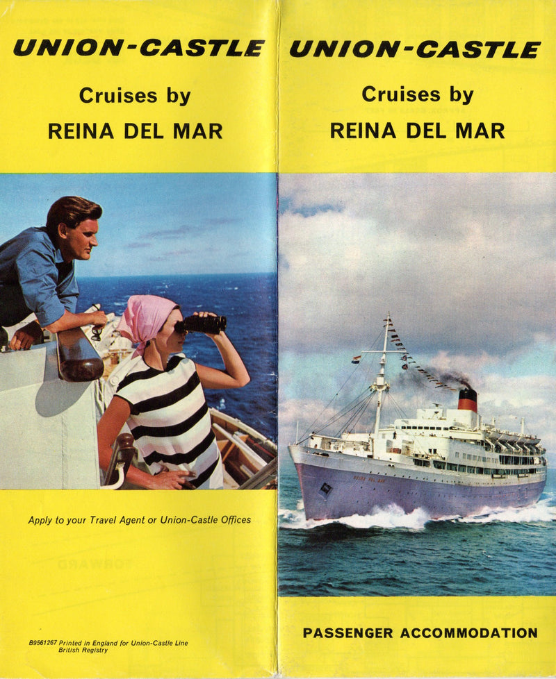 REINA DEL MAR: 1956 - Color-coded deck plan w/ color interiors