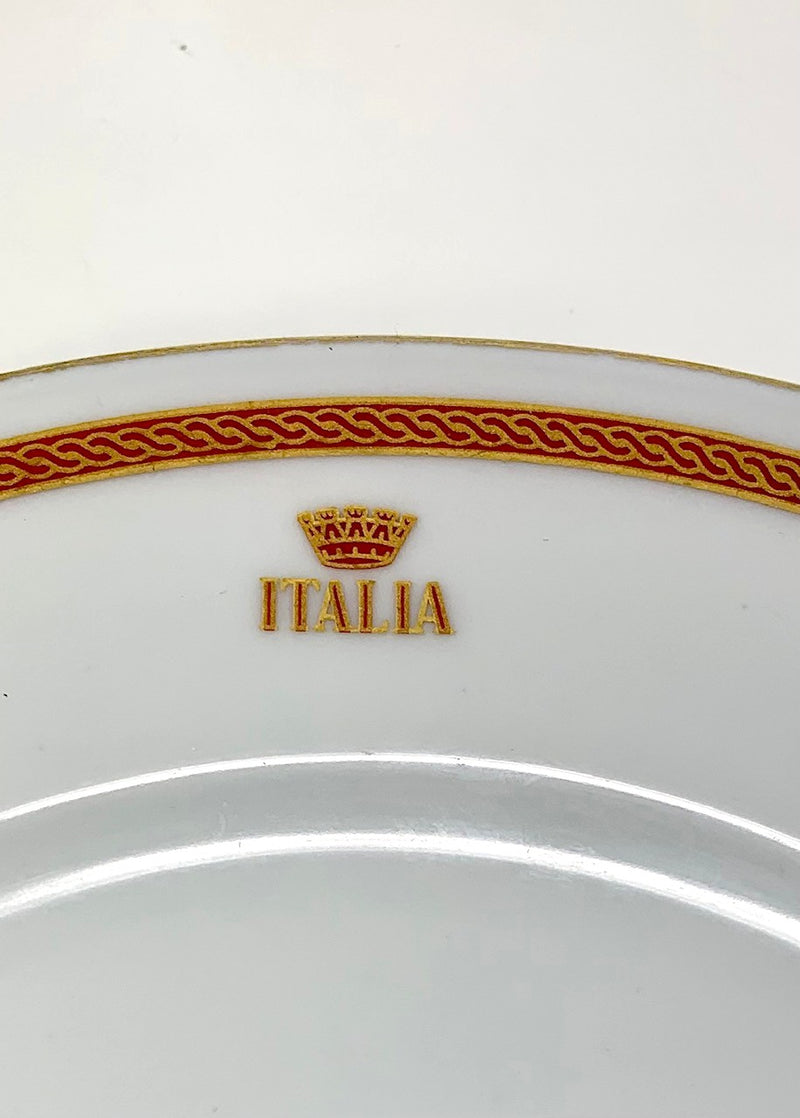 Various Ships - Italian Line First Class dessert plate w/ gold trim & crown logo