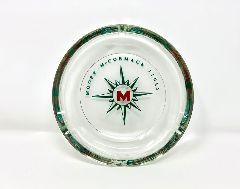 BRASIL & ARGENTINA - Clear glass ashtray w/ bright green & red logo