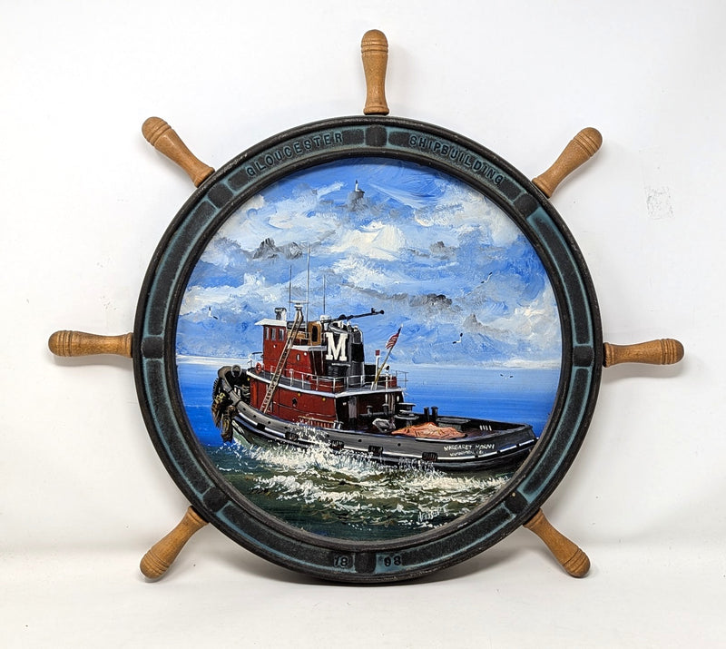 MARGARET MORAN: 1979 - Original oil painting in ship's wheel
