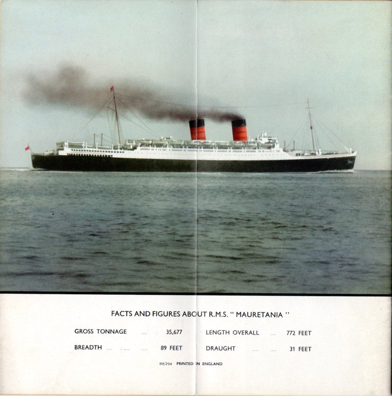 MAURETANIA: 1939 - Deluxe first Class deck plan w/ interior photos