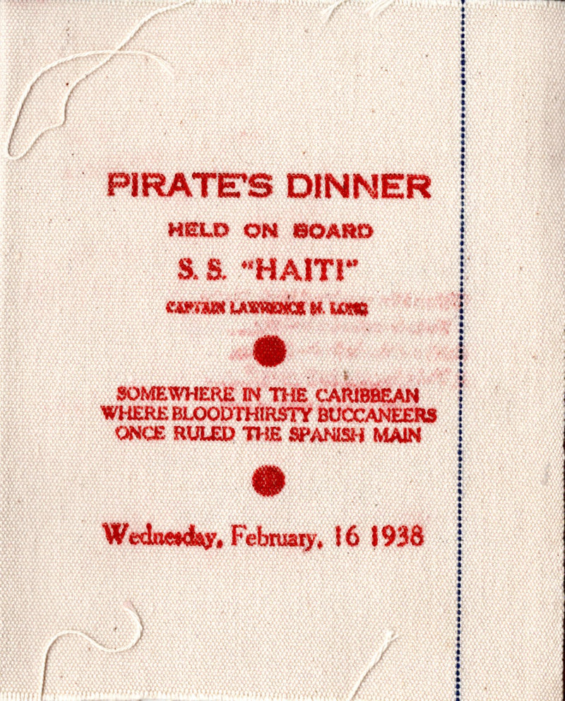 HAITI: 1932 - "Pirate's Dinner" novelty menu from 1938