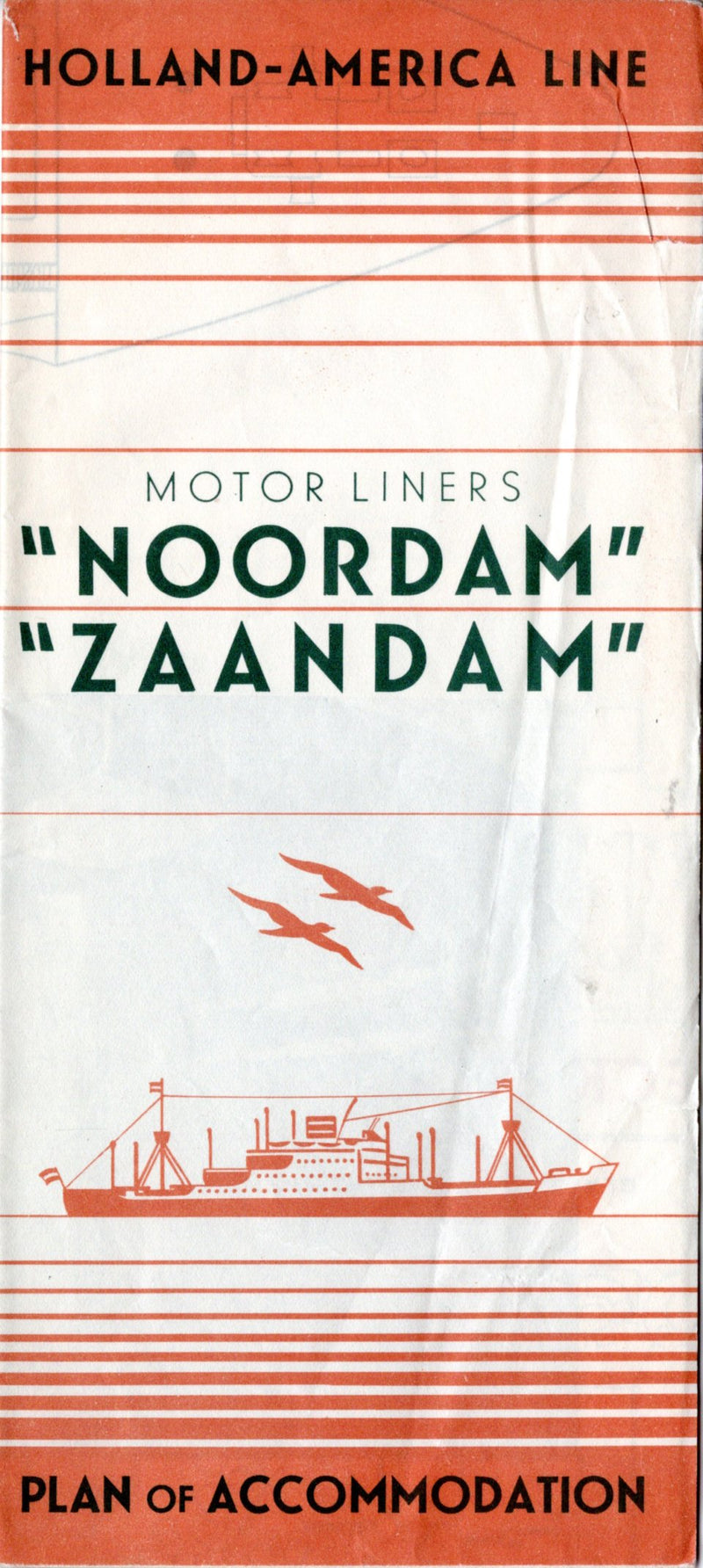 NOORDAM & ZAANDAM - Rare 1938 deck plan - 1 ship survived WW2, 1 didn't