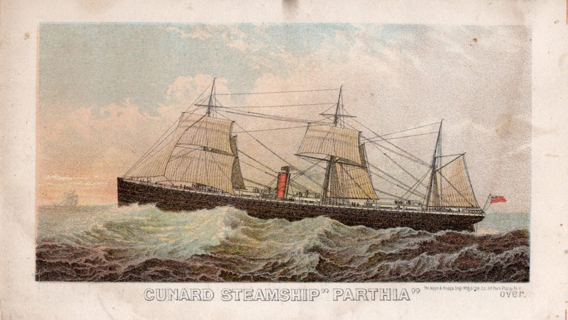 PARTHIA: 1870 - Circa 1870 color portrait & deck plans