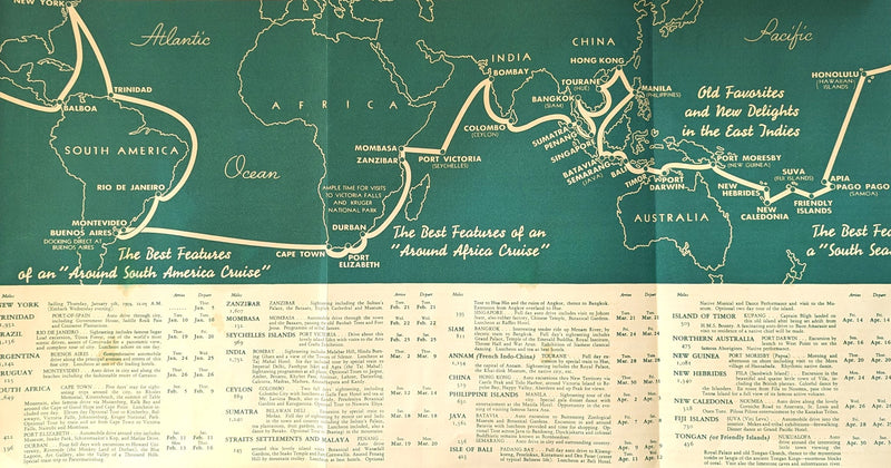 FRANCONIA: 1923 - Deluxe & beautiful 1939 World Cruise brochure