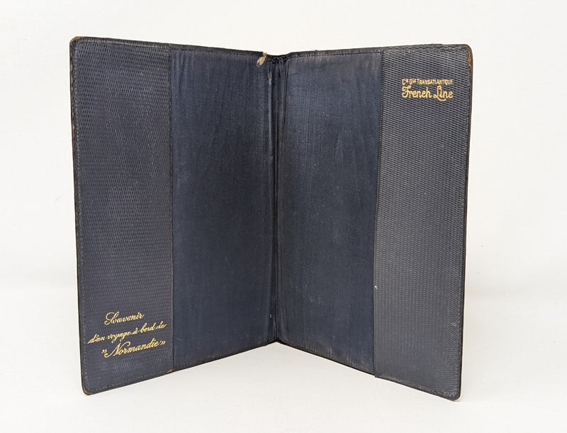 NORMANDIE: 1935 - Souvenir leather datebook cover w/ gold writing