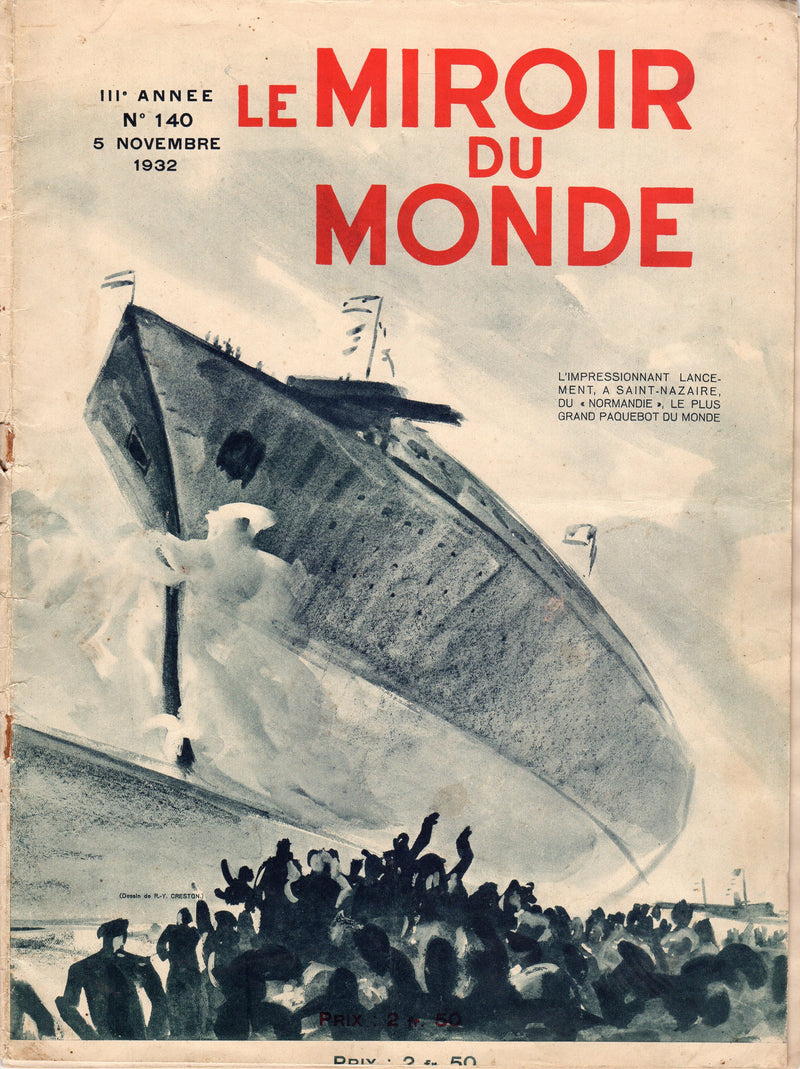 NORMANDIE: 1935 - "Le Miroir du Monde" 1932 launch issue