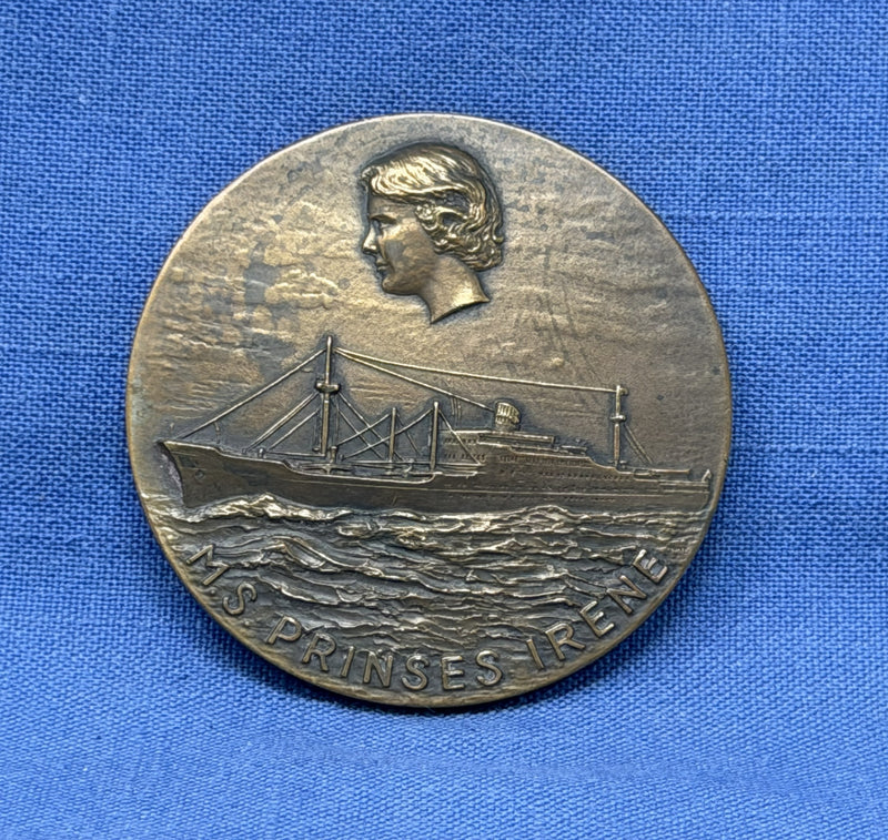 PRINSES IRENE: 1959 - Maiden voyage medallion w/ St. Lawrence Seaway inaugural