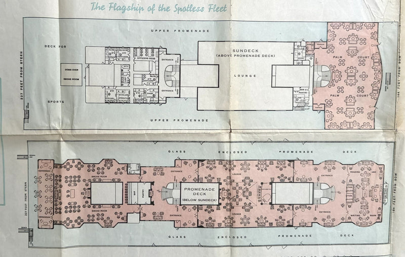 STATENDAM: 1929 - 1935 cruise brochure w/ interiors & separate deck plan