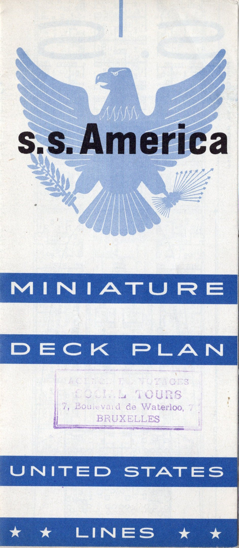 AMERICA: 1940 - Miniature 3-class deck plan from 1954