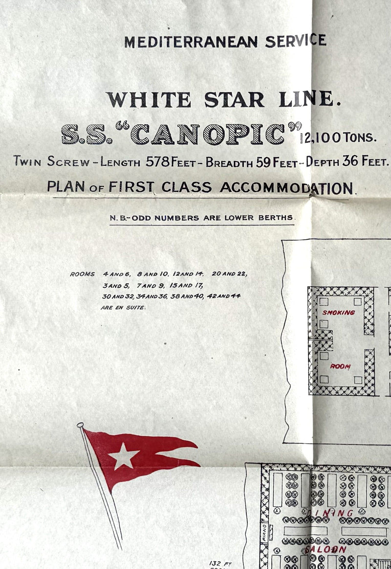 CANOPIC: 1900 - First Class deck plan from 1920