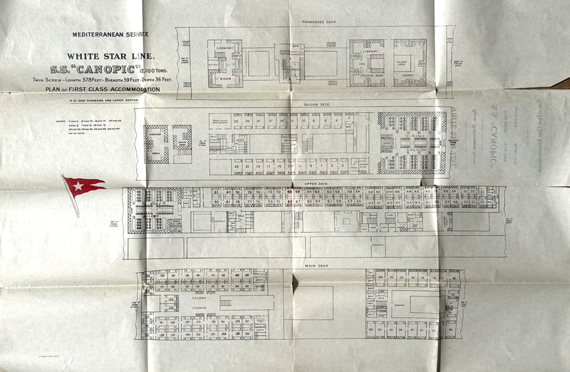 CANOPIC: 1900 - First Class deck plan from 1920
