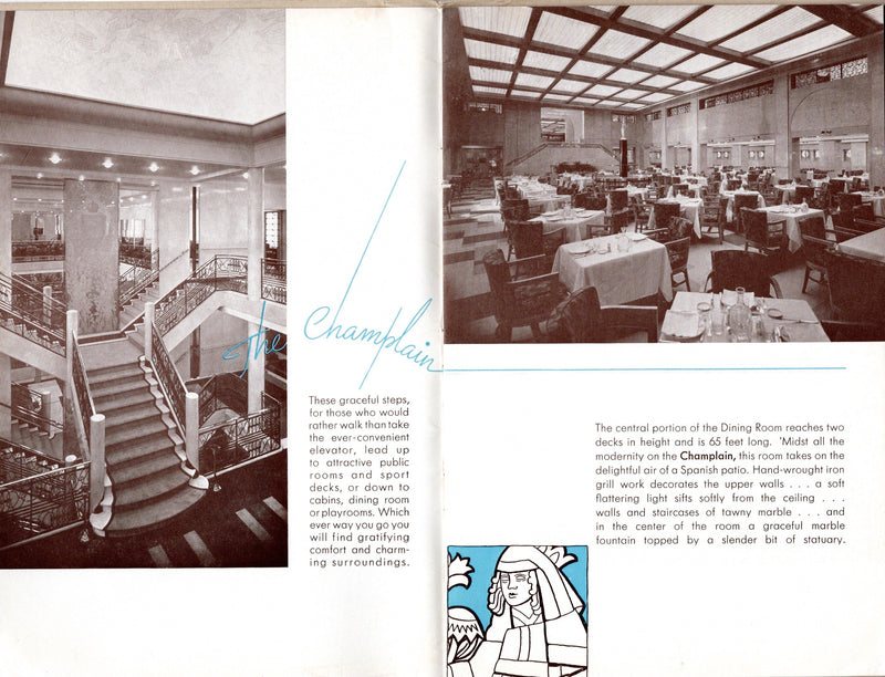 CHAMPLAIN: 1932 - Interiors brochure for top class in 1938