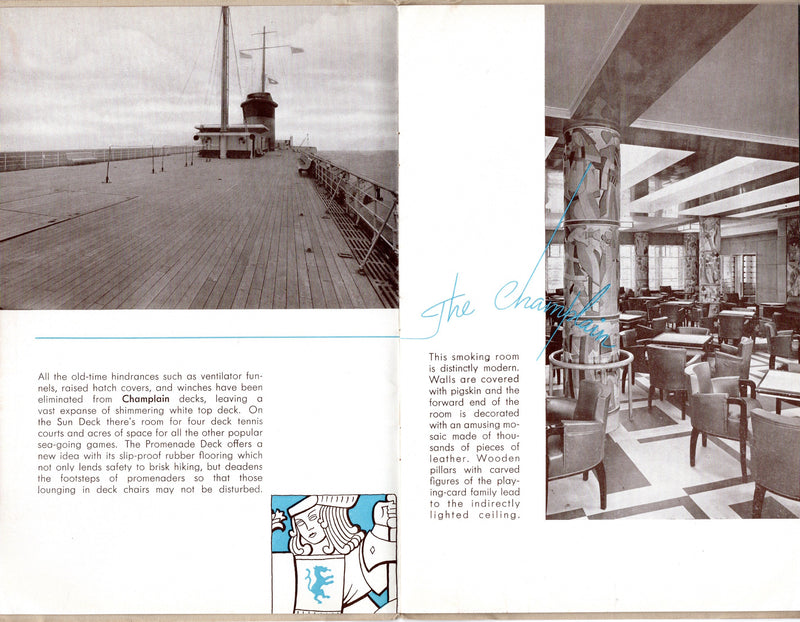 CHAMPLAIN: 1932 - Interiors brochure for top class in 1938
