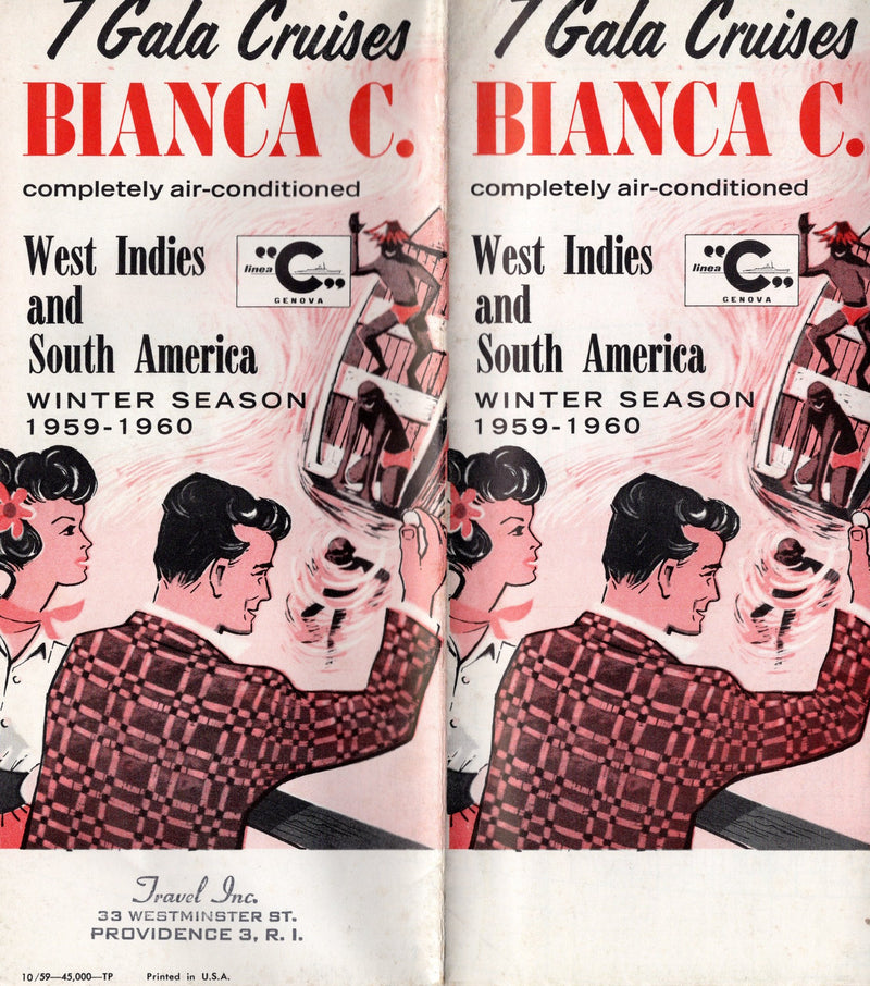 BIANCA C: 1949 - Cruise brochure w/ deck plan from 1959