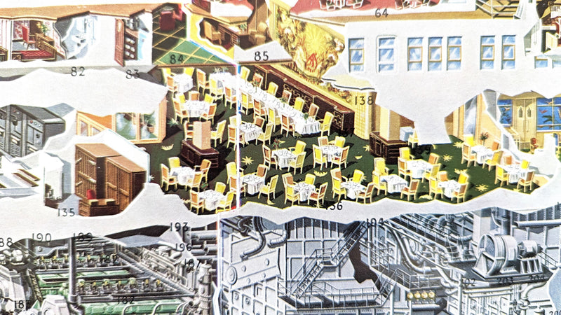 ANTILLES: 1953 - Big cutaway brochure w/ gorgeous color interior photos