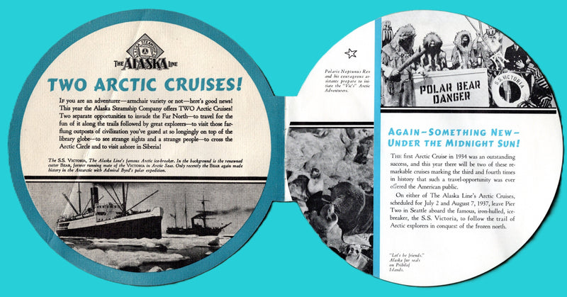 VICTORIA: 1870 - 1937 novelty globe cruise brochure for ancient Cunarder