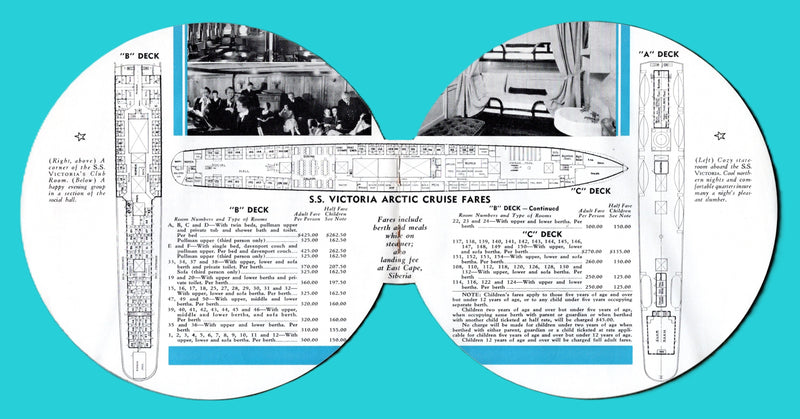 VICTORIA: 1870 - 1937 novelty globe cruise brochure for ancient Cunarder
