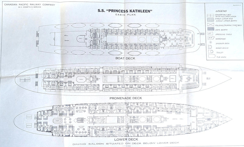 PRINCESS KATHLEEN: 1925 - Deck plan of wreck ship