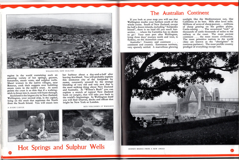 CARINTHIA: 1925 - Deluxe, 66-page 1933 Round the World Cruise brochure