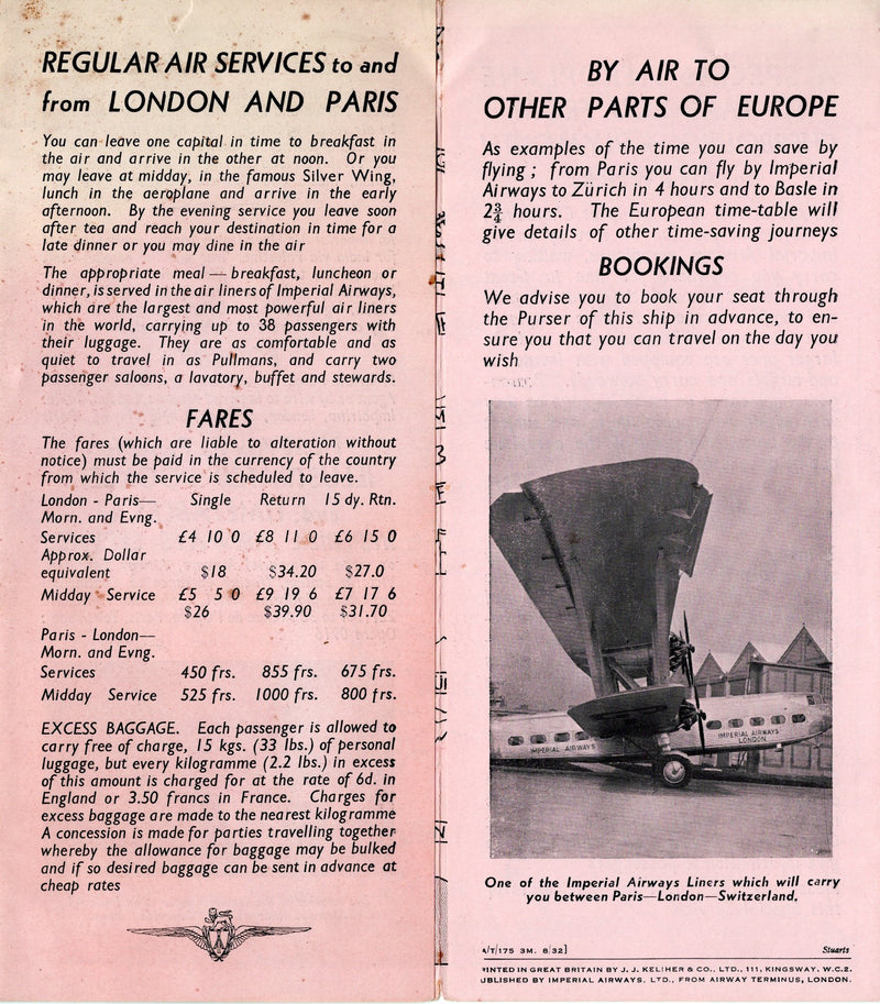 Various: pre-war - 1932 Cunard & Imperial Airways brochures
